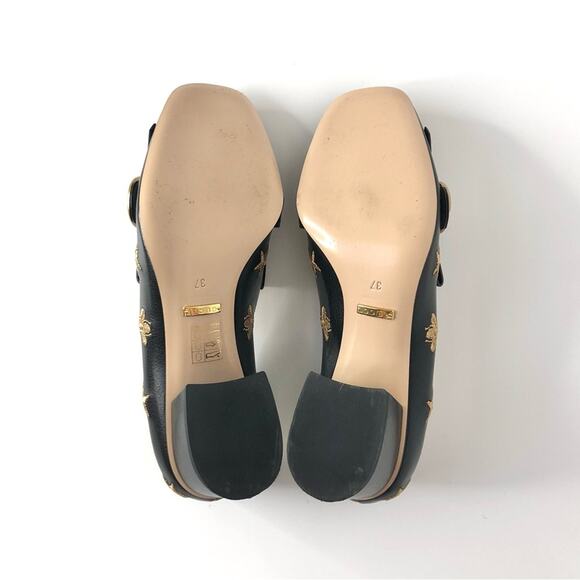 Gucci GG Marmont Fringe Quentin Bee Embroidered Platform Heeled Loafers Pumps 37 - Picture 6 of 9